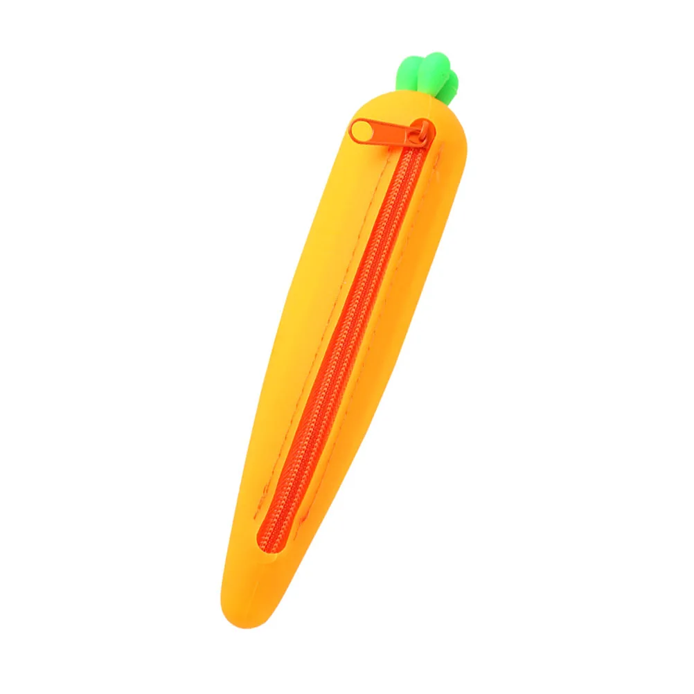 

Carrot Shaped Pencil Case Orange Stationery Bag for Students School Supplies Cartoon Silicone Pouch Large Capacity Pen Holder