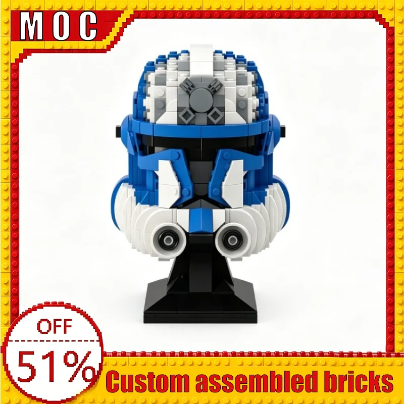 

886PCS Sci-Fi Character Hero Helmet Collection Custom Building Blocks MOC Model Educational Assembly Toy Birthday Gift Display
