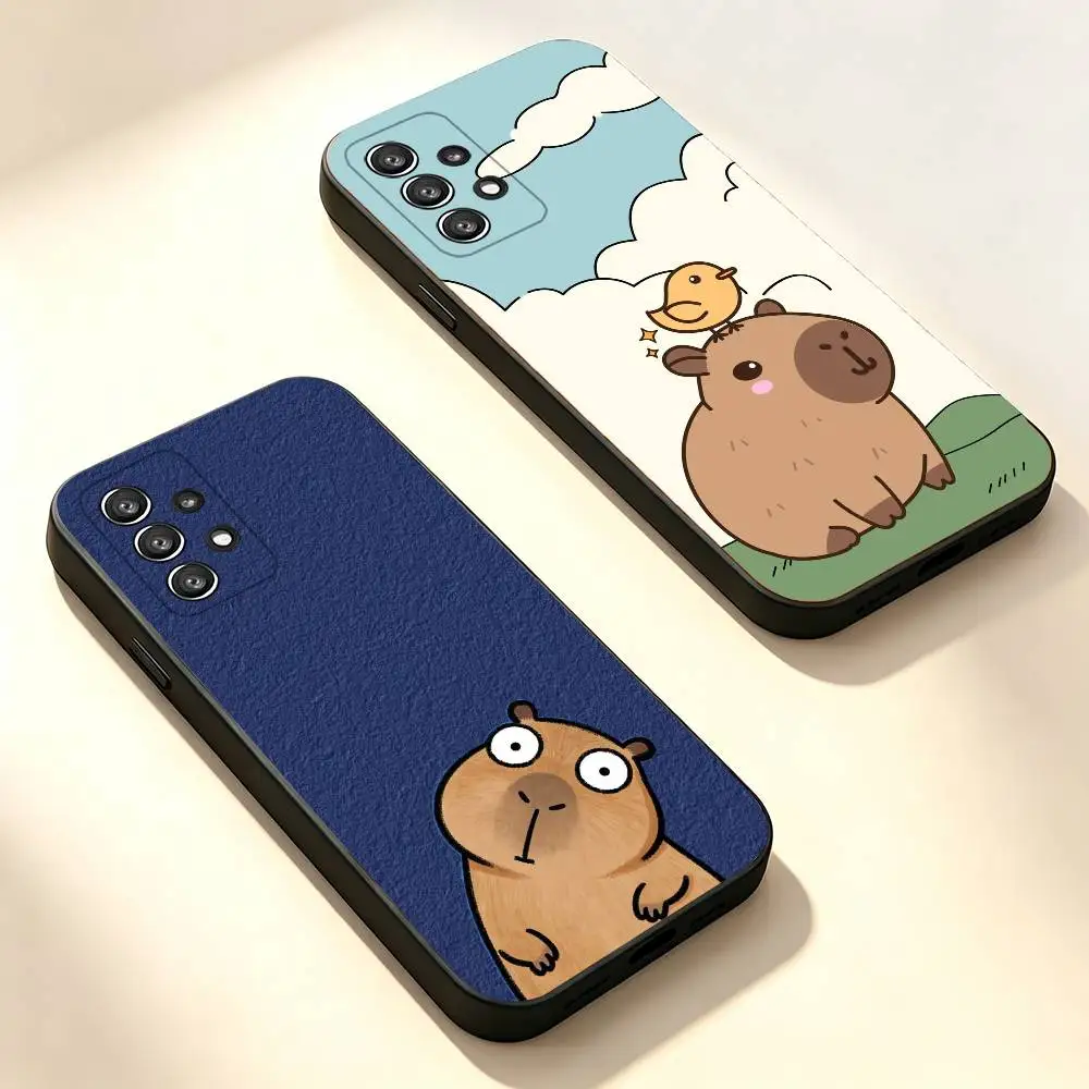 Capybara Cartoon C-Cute Black Soft Protective Case For Samsung Galaxy S30, 25,24,23,22,21,20,10 Ultra Plus Lite FE