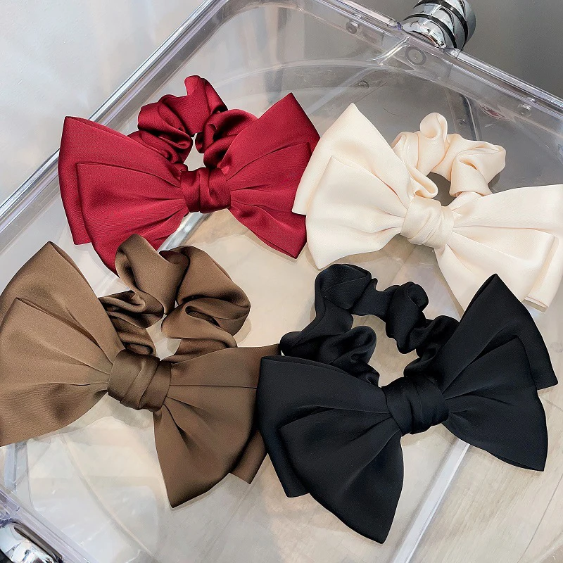 

New Silk Matte Colourful Bow Hair Bands Women Tie Hair Elegant Large Intestine Hair Bands Fashion Girls Hair Ties Hair Accessory