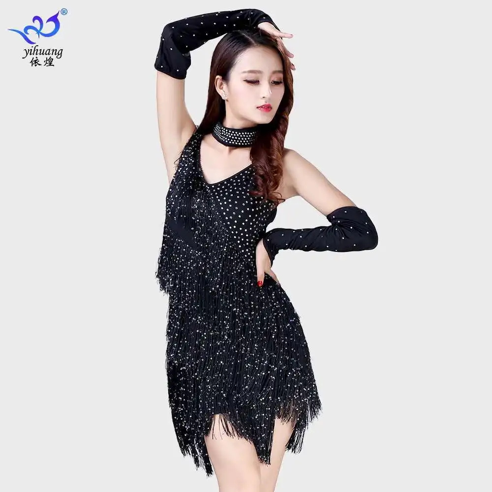 

Latin Dance Tassel Skirt Strap Skirt Stage Competition Dress Dance Practice Performance Dress Team Stage Dance Dress