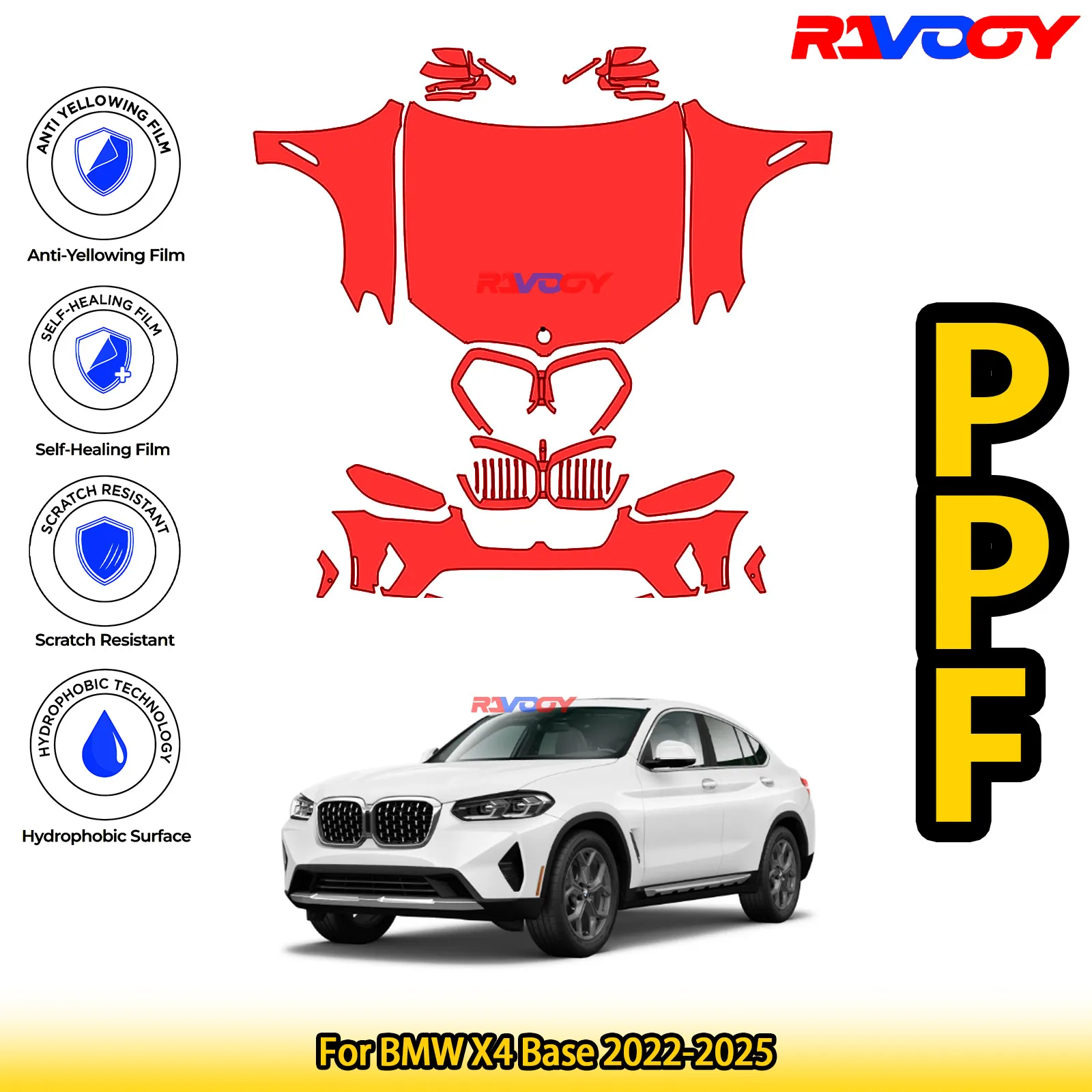 

For BMW X4 Base 2022-2025 Glossy Matte Black Precut front PPF Kit Paint Protection Film
