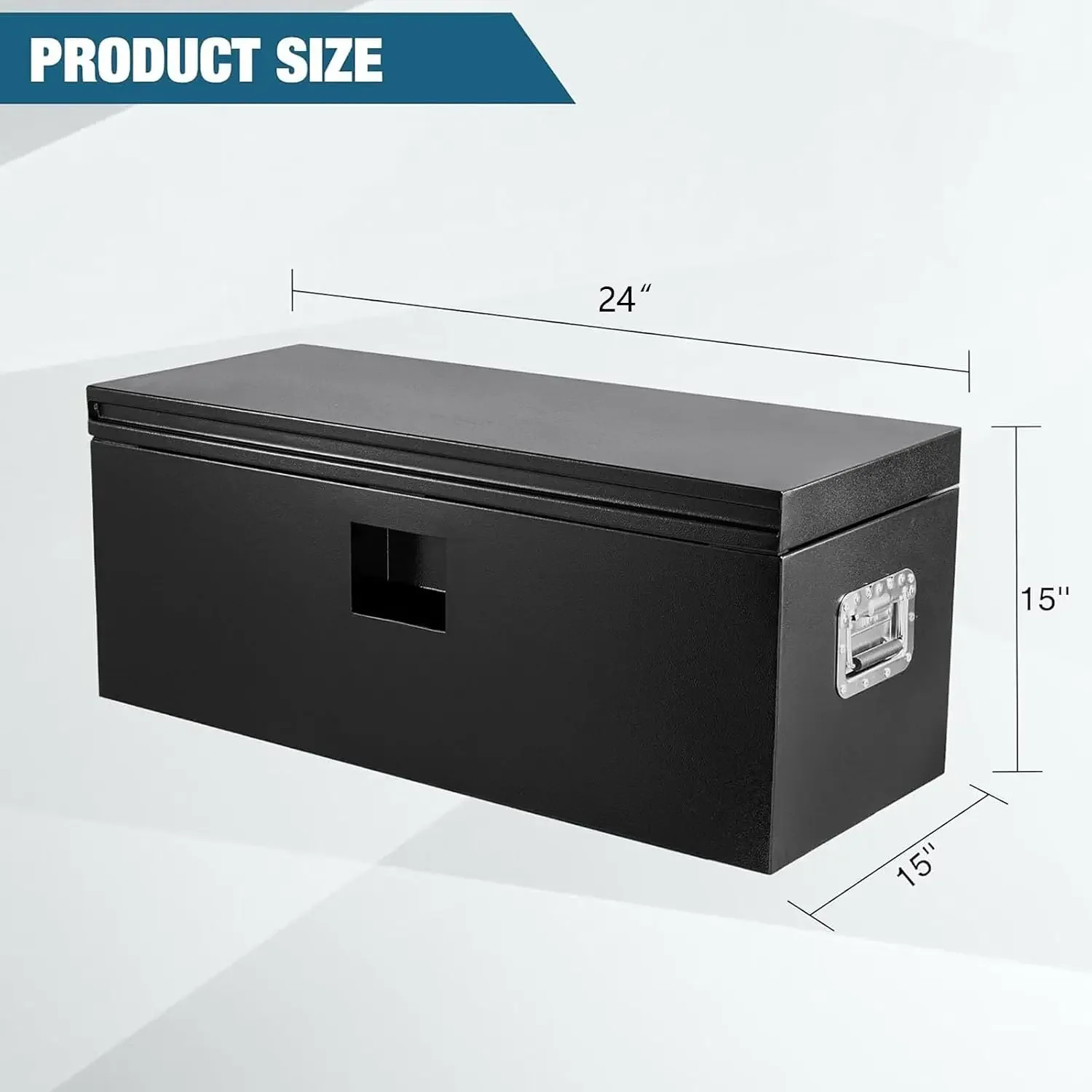 Black Steel Truck Bed Tool Box & Trailer Tongue Box, Truck Storage Organizer Tool Chest for Truck Bed, RV & Trailer, 24