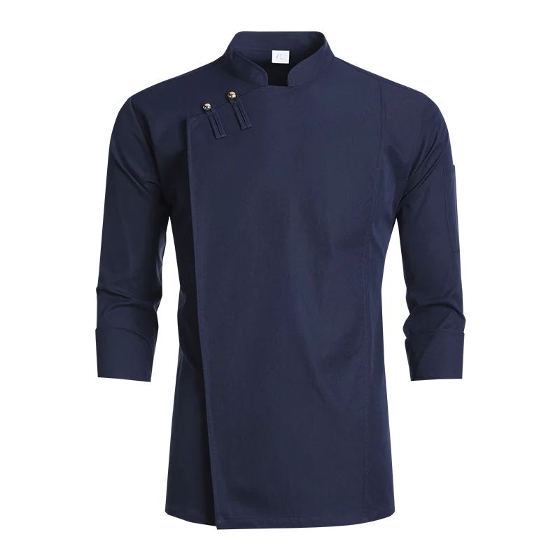 Uniformes de Chef professionnels blancs, veste de cuisine à manches longues pour hommes, manteau de cuisinier, Costume de cuisine de Service alimentaire, hauts de boulanger élastiques