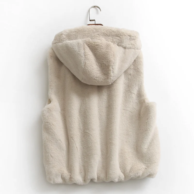 Inverno delle nuove donne allentate cerniera pelosa con cappuccio cardigan aperto gilet anti-età capispalla Faionable Fem Jaet