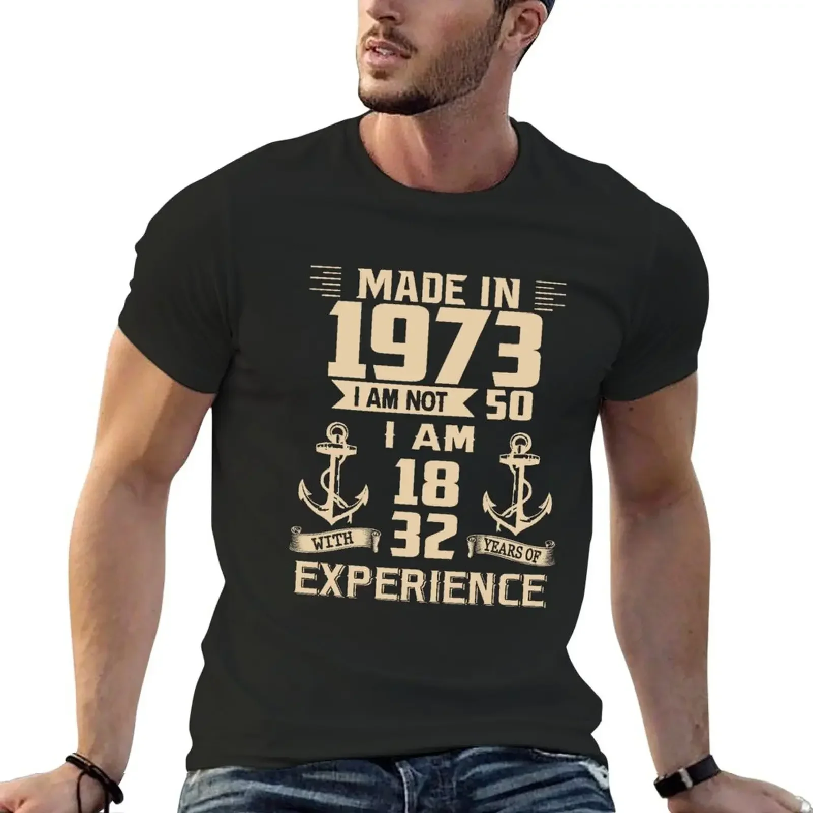 Anchor Made In 1973 50th Birthday 50 Years Old T-Shirt customs anime tshirt sweat shirts, men