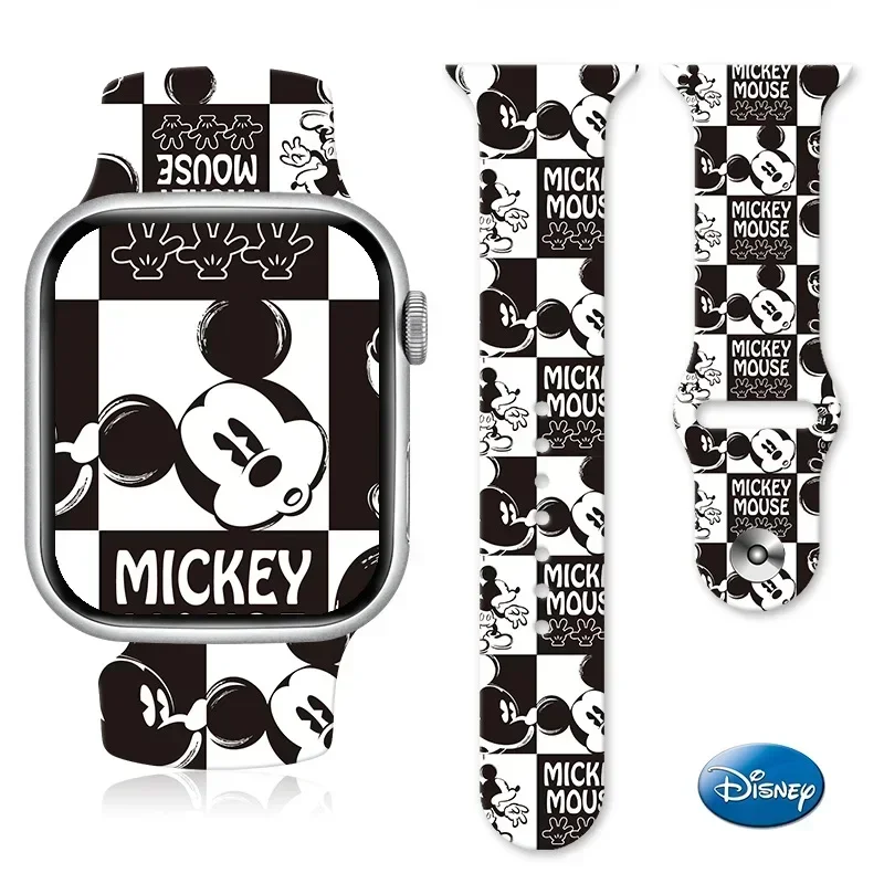 Disney Mickey Minnie Mouse Watchband Soft Silicone Strap for Apple Watch 49mm 45mm 44mm 42mm 40mm 41mm Anime Accessorie Bracele