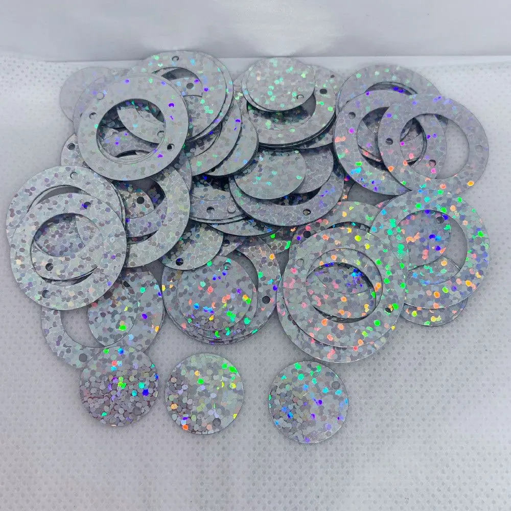 Multi Size Mixed Color 25mm 30mm Sequin PVC Alphabet Double Ring Round Sequin Sequin Sequin Sew Wedding Crafts Accessories 10g