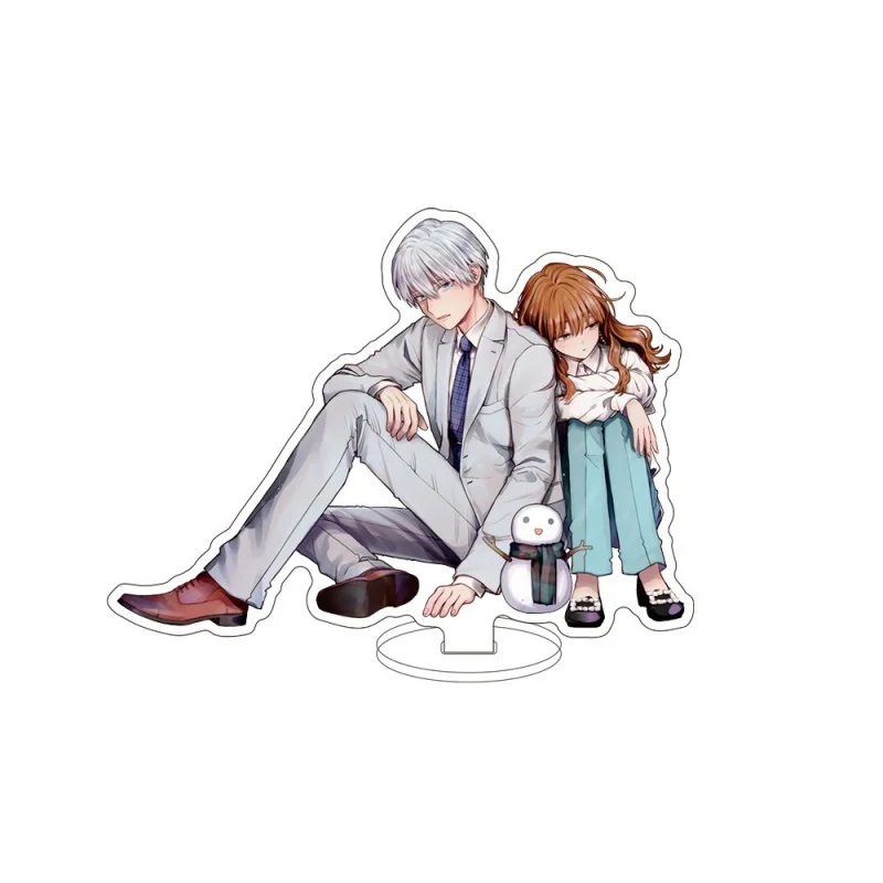 Anime The Ice Guy and His Cool Female Colleague Human-shaped Acrylic Figure Stand Model Plate Keychains Desktop Ornament