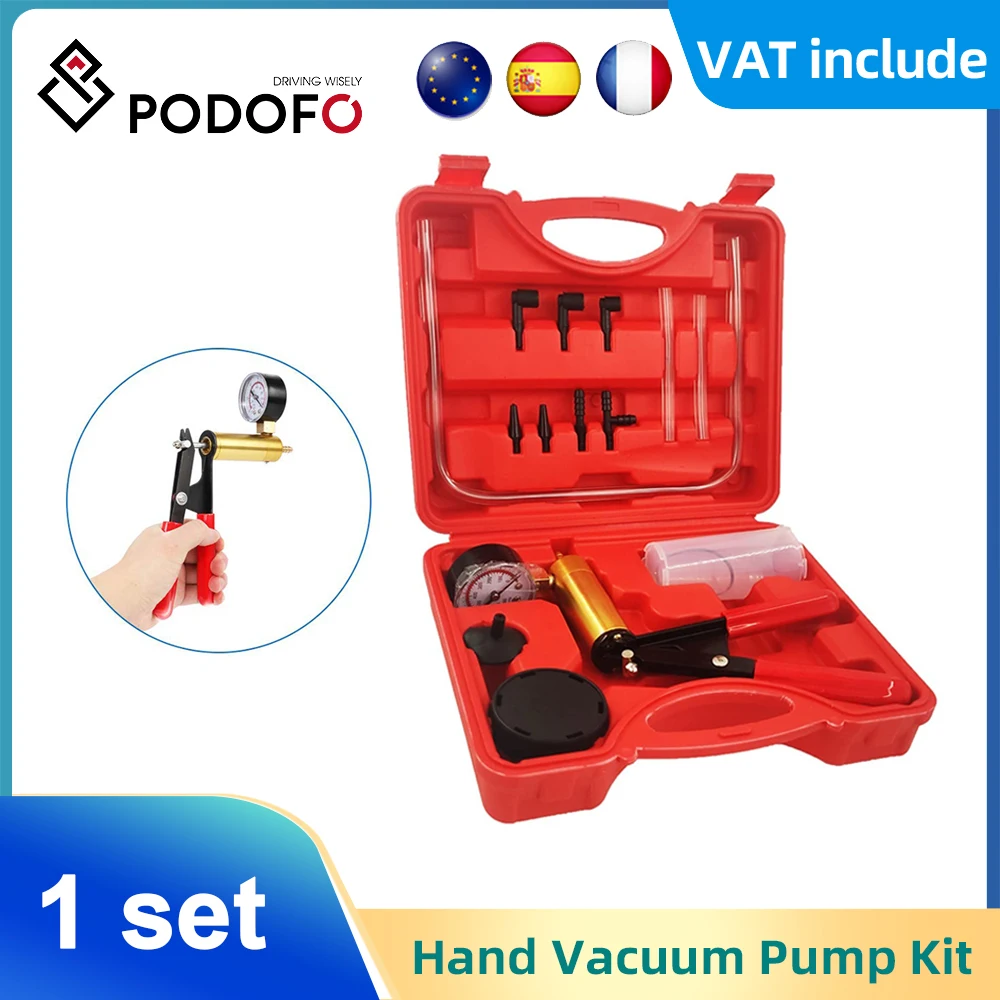 Podofo Hand Held Brake Bleeder Tester Set Brake Bleeder Screw Adapter Vacuum Pump Organize Multifunctional Car Self Kit