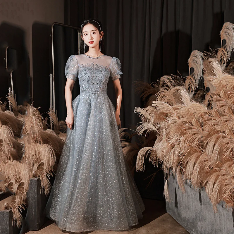 

Fall Banquet Temperament Fairy Host Long Ladies' Evening Dress Skirt Women's Clothing