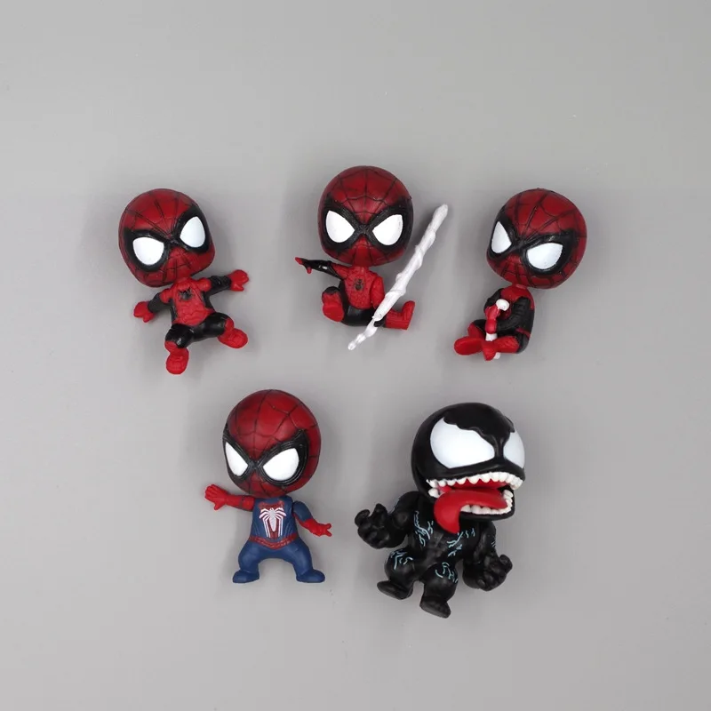 5pcs Marvel Superhero Spiderman Venom Action Figure/Keychains Cartoon Spider Man Keyrings Anime Pendant Keyholder Key Chains