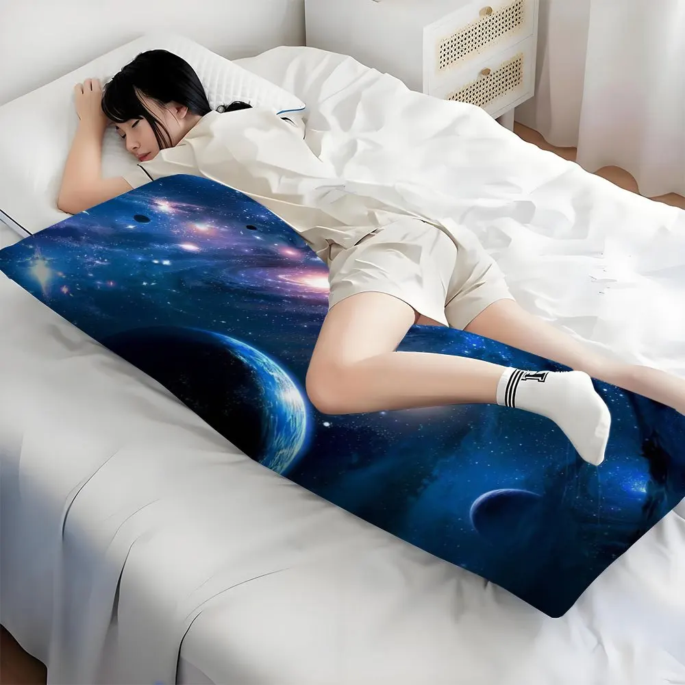 Galaxy 1pc Ultra-Soft Body Pillow Cover, 20X54 Inches, Double-Sided Print, Suitable for Side, Back, And Stomach Sleepers, Breath