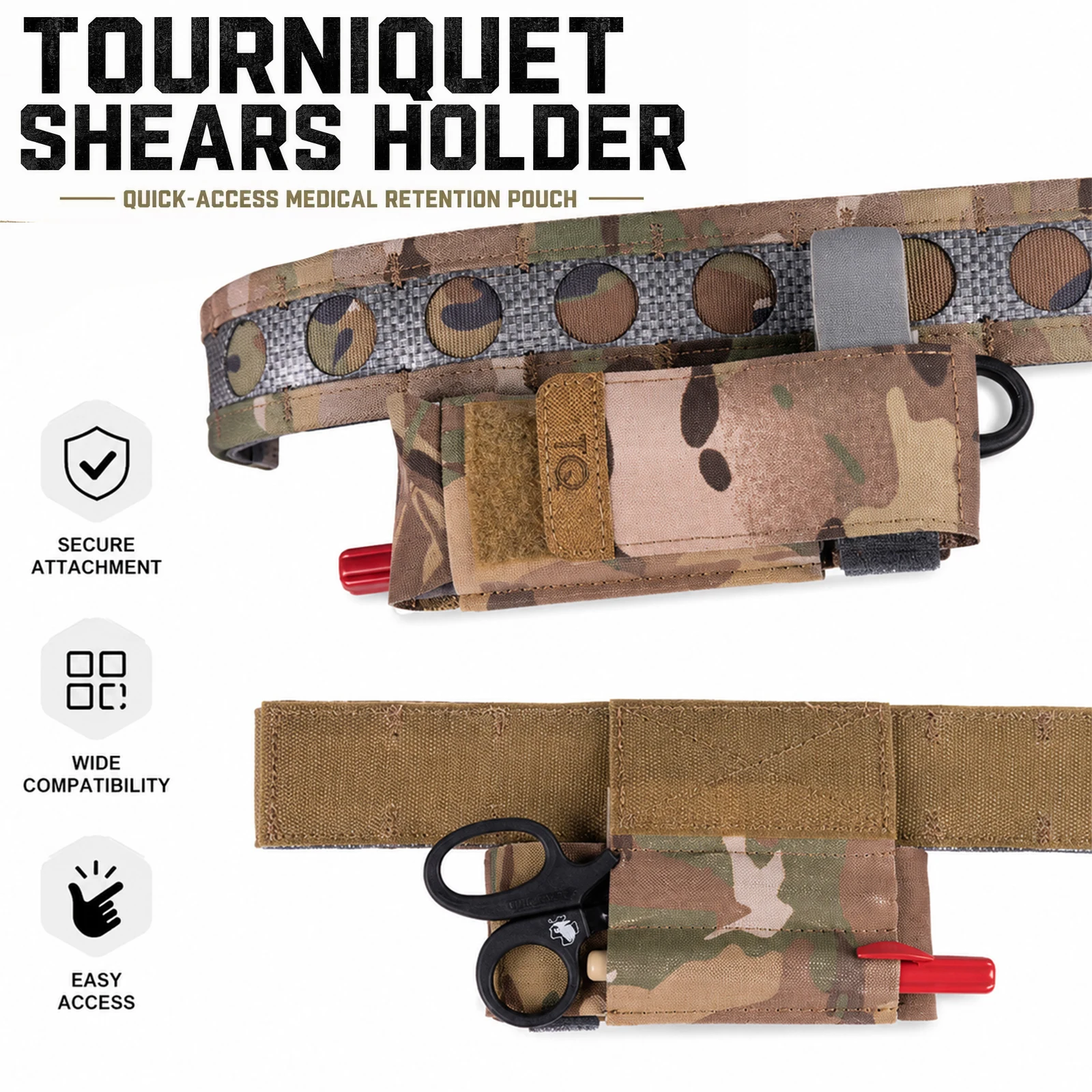 Tourniquet Holder Pouch TQ Carrier IFAK Belt First Aid GearQuick Access Low Profile EMT First Responder Rescue Organizer