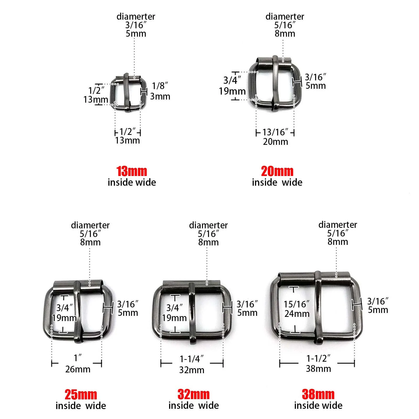 HZYUEGOU Leder Handtaschen-Rucksackgurt D-Ring Rechteckiger Dreifach-Gleitverstellbarer Rollenstift-Schnallen-Schieber Schnappverschluss Auslöseclip – Detail 4
