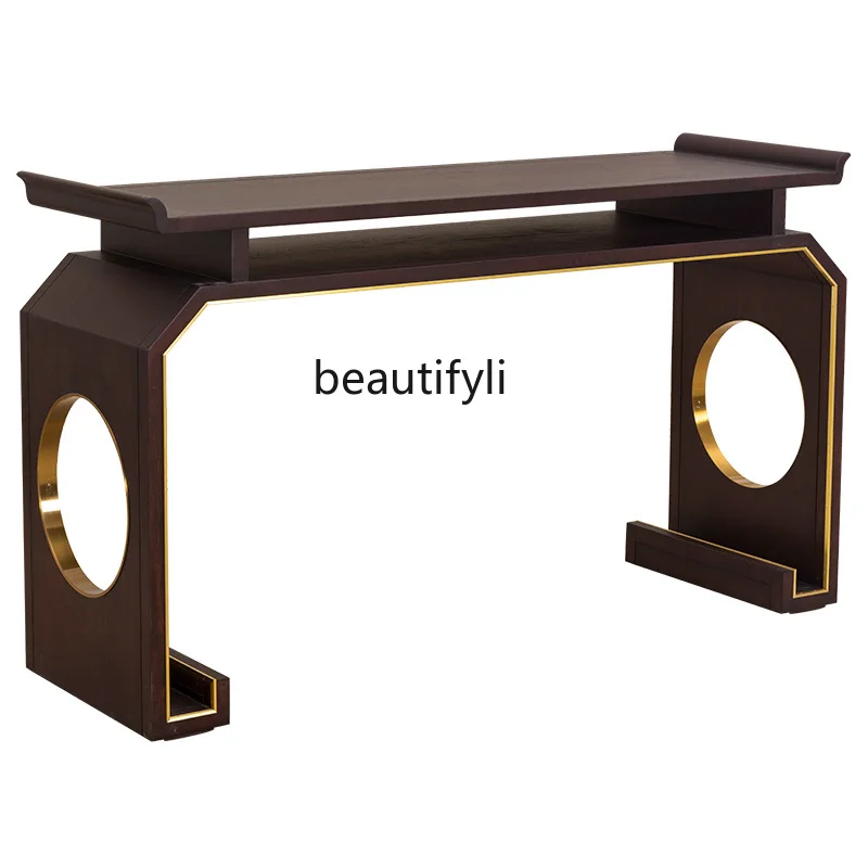 

Light Luxury New Chinese Style Console Doorway Side View Solid Wood Console Tables against the Wall