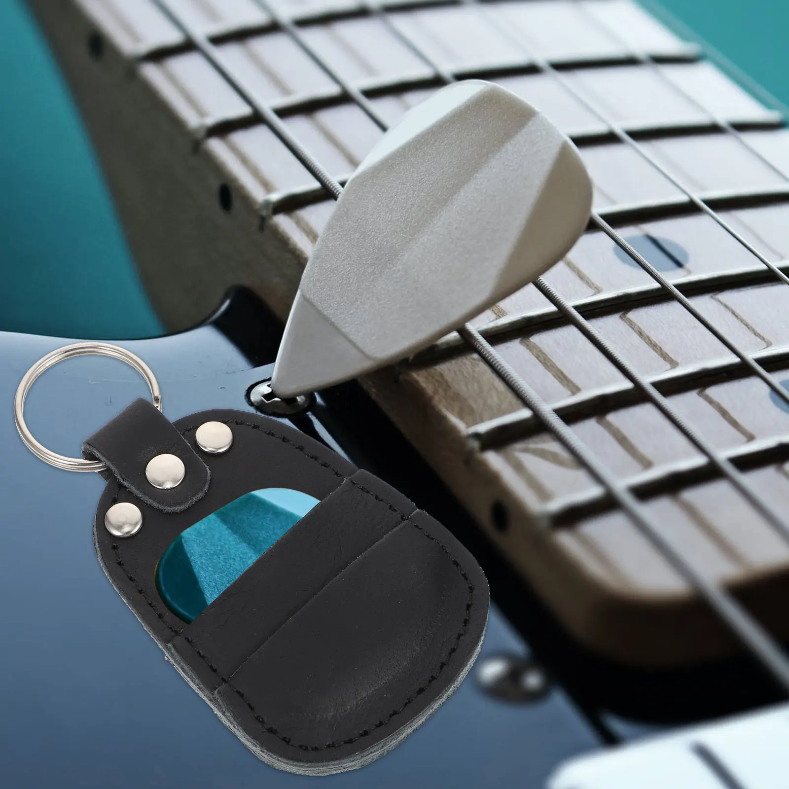 

Guitar Pick Bag Black Cowhide Plectrum Holder Picks Container Durable Storage Wallet For Guitar Ukulele Bass Practical Gift