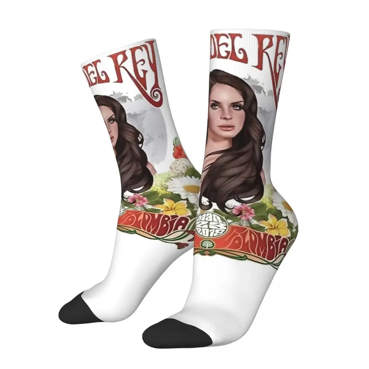 Retro Lana Del Rey Flower Theme Crew Socks Merch for Men Women Cozy Sock