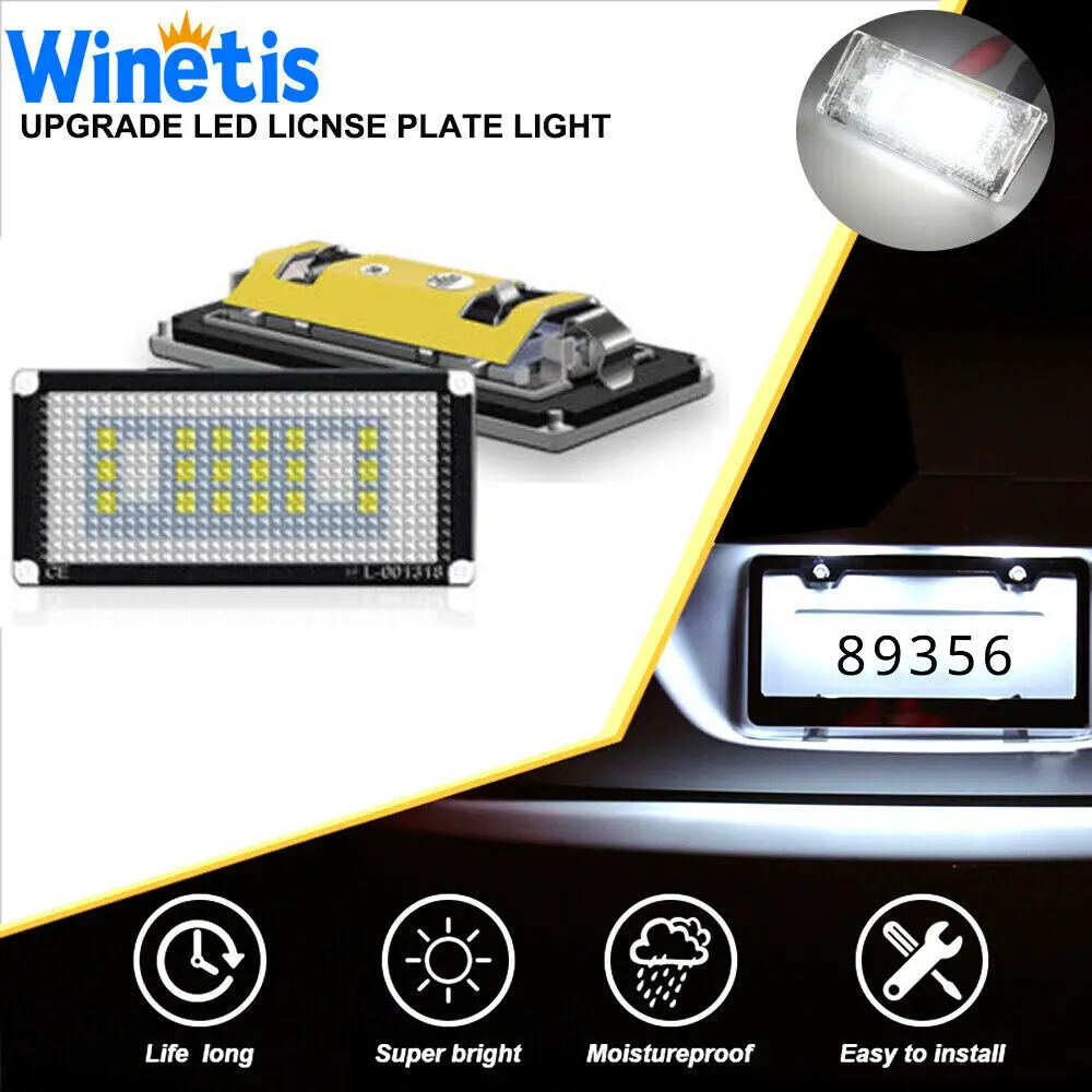 

Winetis 2Pcs 6000K White Error Free 12V 18LED SMD LED License Plate Light Canbus Error Free for BMW E46 2D/M3 1998-2003