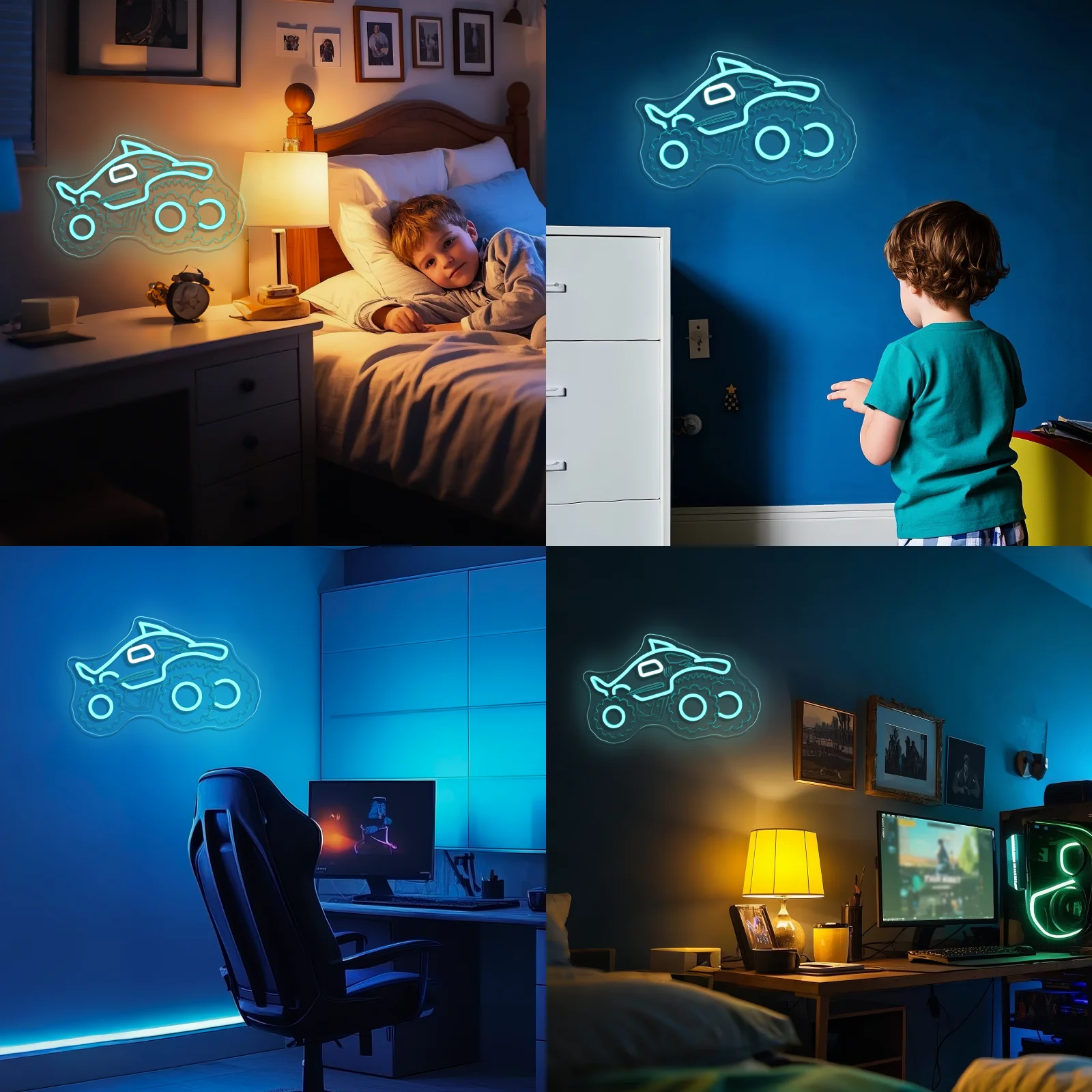 

Shark Truck Neon Sign Shark Monster Led Neon Lights Wall Hanging Decor for Bedroom Birthday Man Cave Party Game Room Decor
