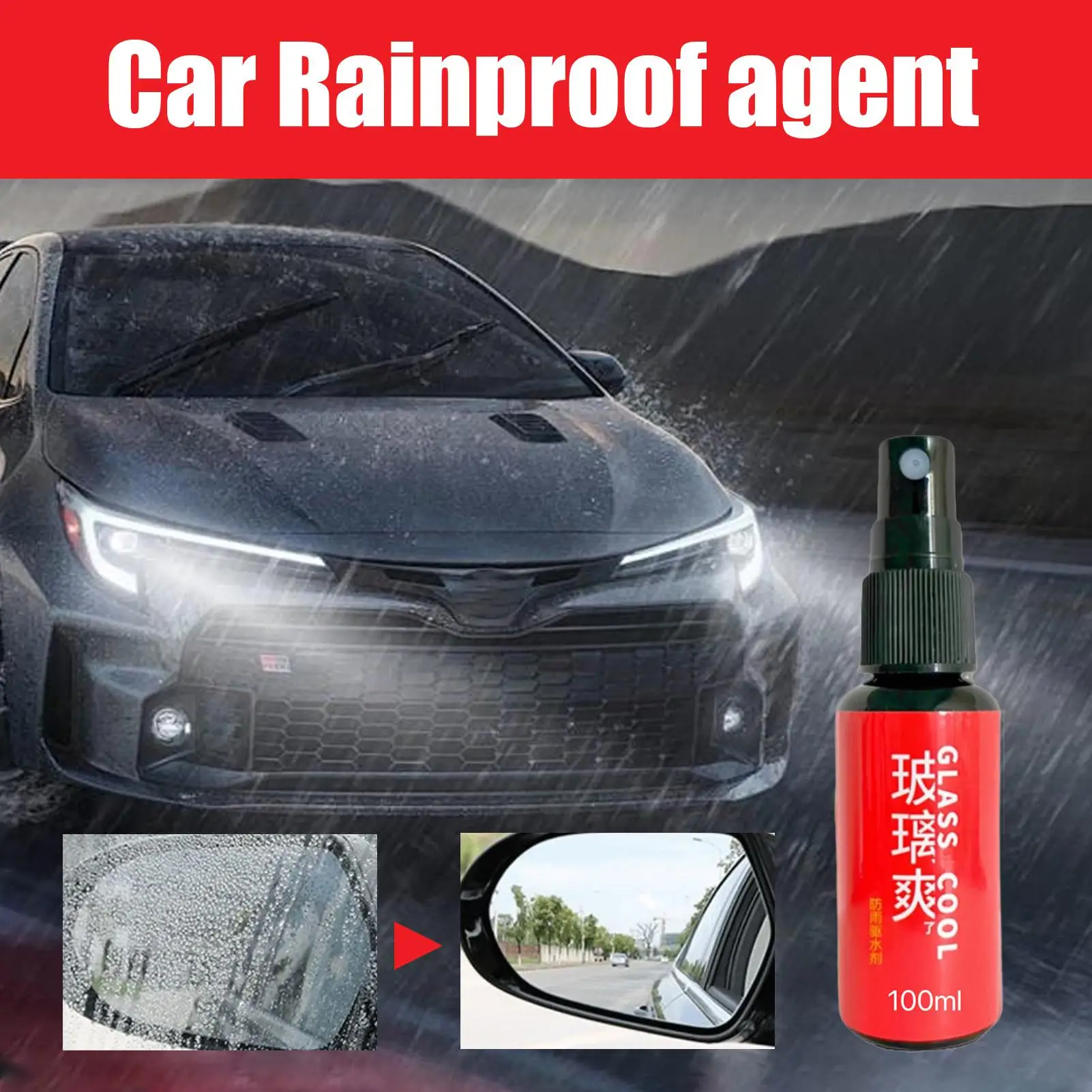 Spray impermeable para coche, agente antilluvia de vidrio efectivo, pulverizador a prueba de lluvia para vehículo, espejo resistente al desgaste, Nano recubrimiento para automóviles