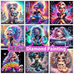 Cool Girl 5D DIY AB Diamond Painting Embroidery Fantasy Cartoon Cross Stitch Mosaic Home Decor Children's Gifts