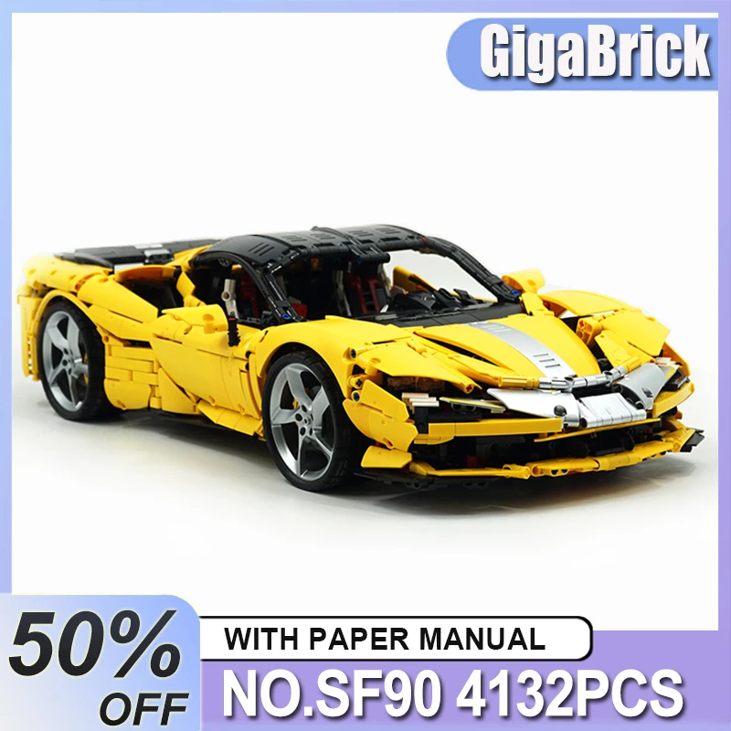 MOC-SF90 Technical Super Sports Car Scale 1:8 Model Building Blocks Bricks Birthday Diy Puzzle Toy Christmas Gifts For Kids