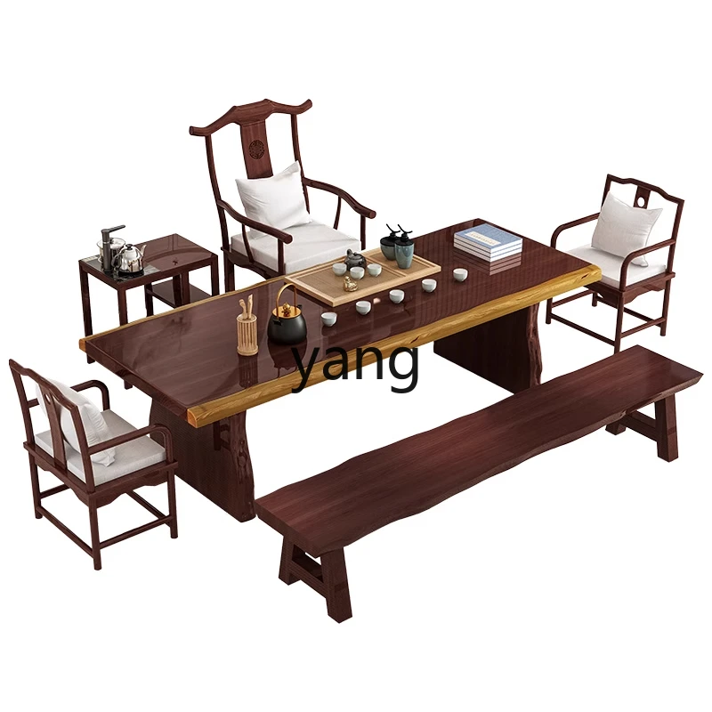 Lmm New Chinese Solid Wood Tea Table Office Large Board Tea Table Business Reception Hall