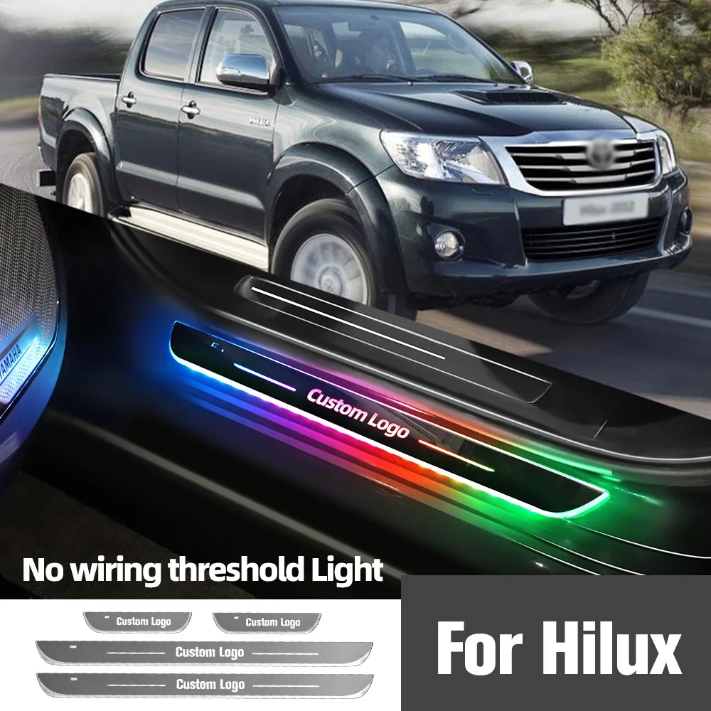 

For Toyota Hilux 1997-2023 2014 2015 2019 2020 Car Door Sill Light Customized Logo LED Welcome Threshold Pedal Lamp Accessories