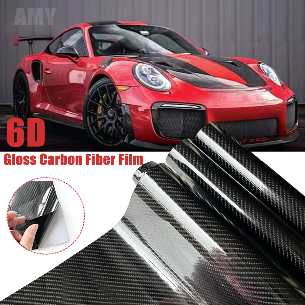 

Black Car Stickers Carbon Fiber Vinyl Wrap Film 6D Gloss Carbon Fiber Film Waterproof Sticker for Motorcycles Car Accessories