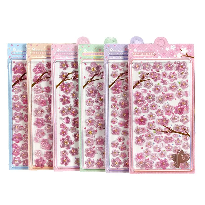 

Cute 3D Sakura Cherry Blossom Stickers Crystal Relief Petal Decals for Scrapbooking DIY Journaling Stationery School Diary Decor