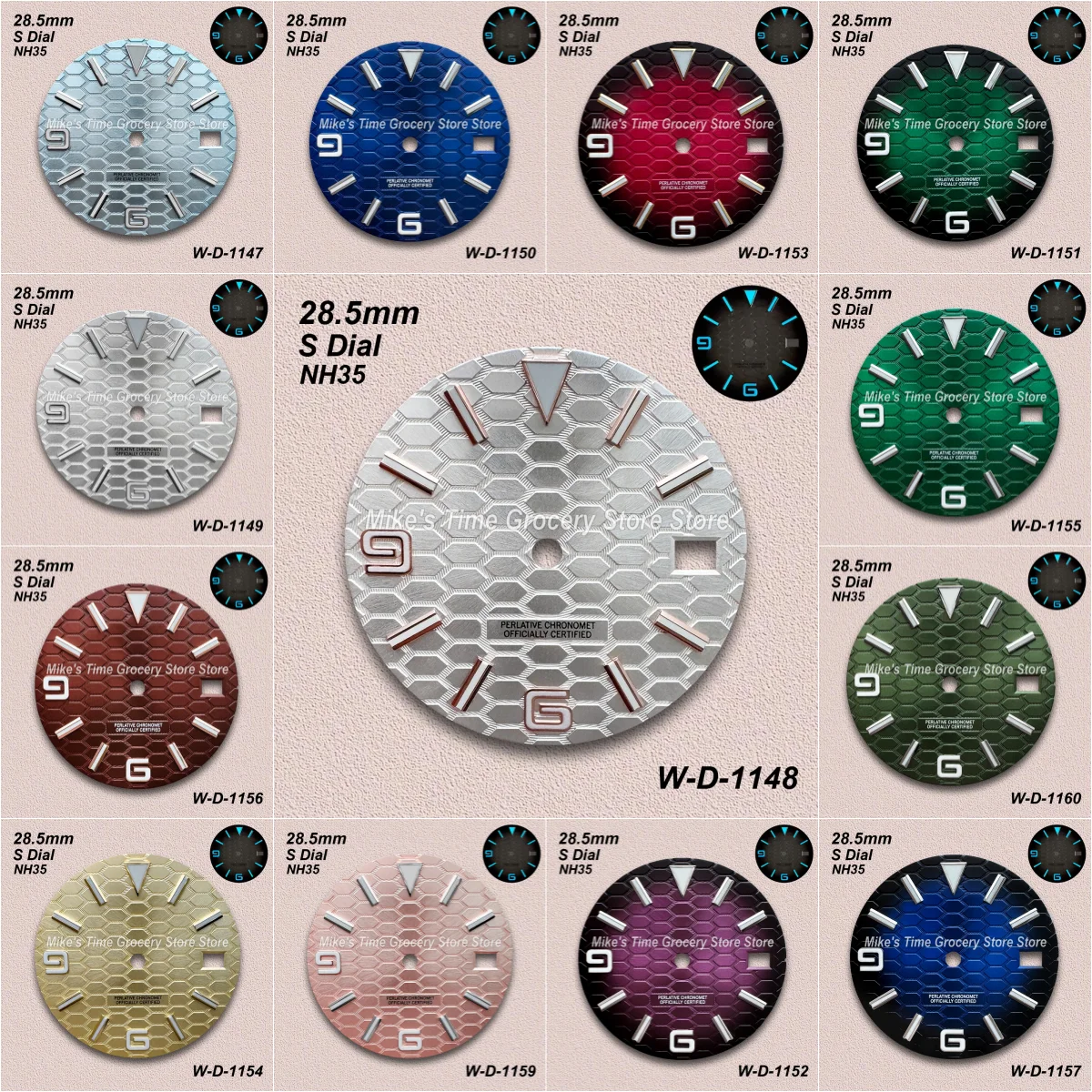 

28.5mm S Logo New Style Diving Dial Fit NH35 Japanese Movement Ice Blue Luminous High-Quality Watch Modification Accessories