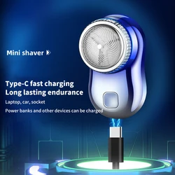 Mini Rasoir Électrique de Poche pour Homme, Lavable, Rechargeable, Indolore, Sans Fil, Tondeuse, Couteau, Visage, Barbe