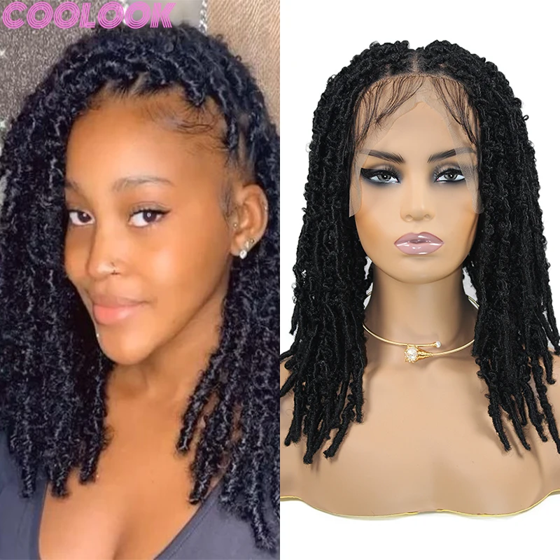 

Synthetic Twist Braided Full Lace Front Wigs for Women 16 Inch Passion Twisis Goddess Faux Locs Braids Wig Lace Front Braid Wigs