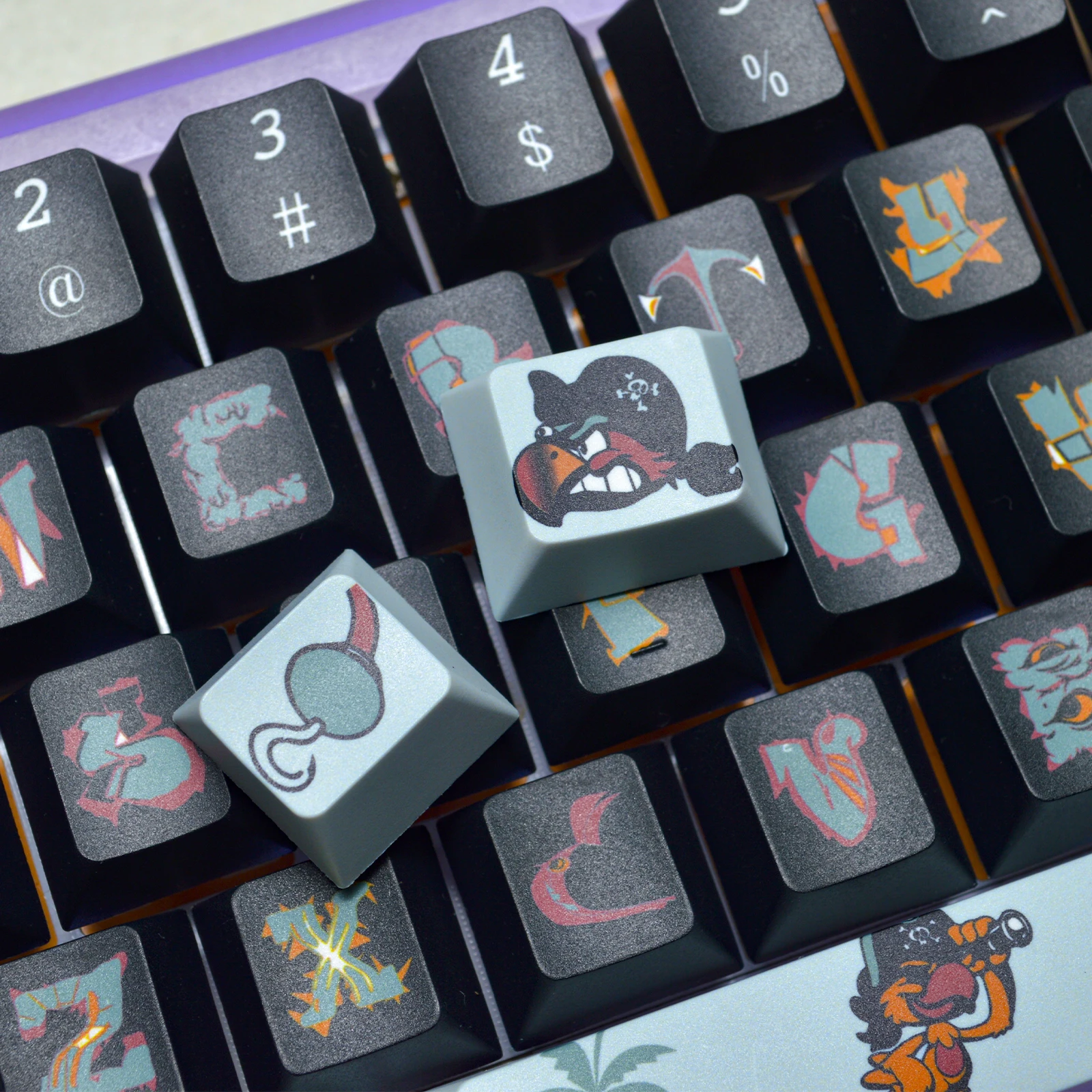 Pirata papagaio Anime Key Caps, Cereja MX Gateron Mecânica Gamer Teclado, Perfil, DYE-SUB PBT Keycaps, 134