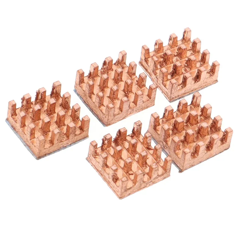 

5pcs Practical 9x9x4mm Pure Copper Heat Sink Memory Adhesive Back Cooling Cooler Heatsink