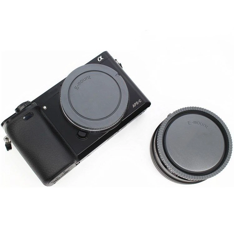 Tapa de cuerpo de cámara de 2 piezas + tapa de lente trasera para sony E mount, a5100, A6000, a6300, a6500, NEXC3, 5, 5N, 6, 7, A7, A7II, A7s, a9,