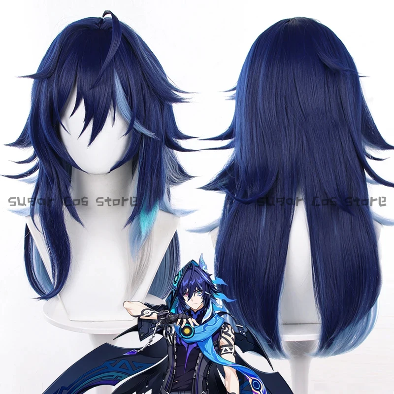 Gioco Genshin Impact Ororon Parrucca Cosplay Capelli blu scuro Natlan Festa di Halloween Gioco di ruolo Puntelli di gioco Accessorio Donna Uomo