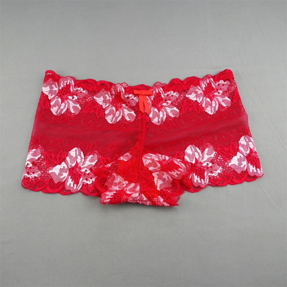 Nové 2023 Průhledné spodní prádlo Dámské sexy krajkové kalhotky Dámské bikiny Bottom Boyshorts Duté dámské květinové boxerky M-XXL - náhled 4