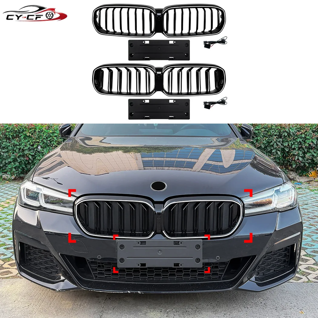 New Design 2021 2022 2023 For For BMW 5 Series G30 G38 G31 Facelift LCI Kidney Grille Led Light Racing Grille Luminous Grilles