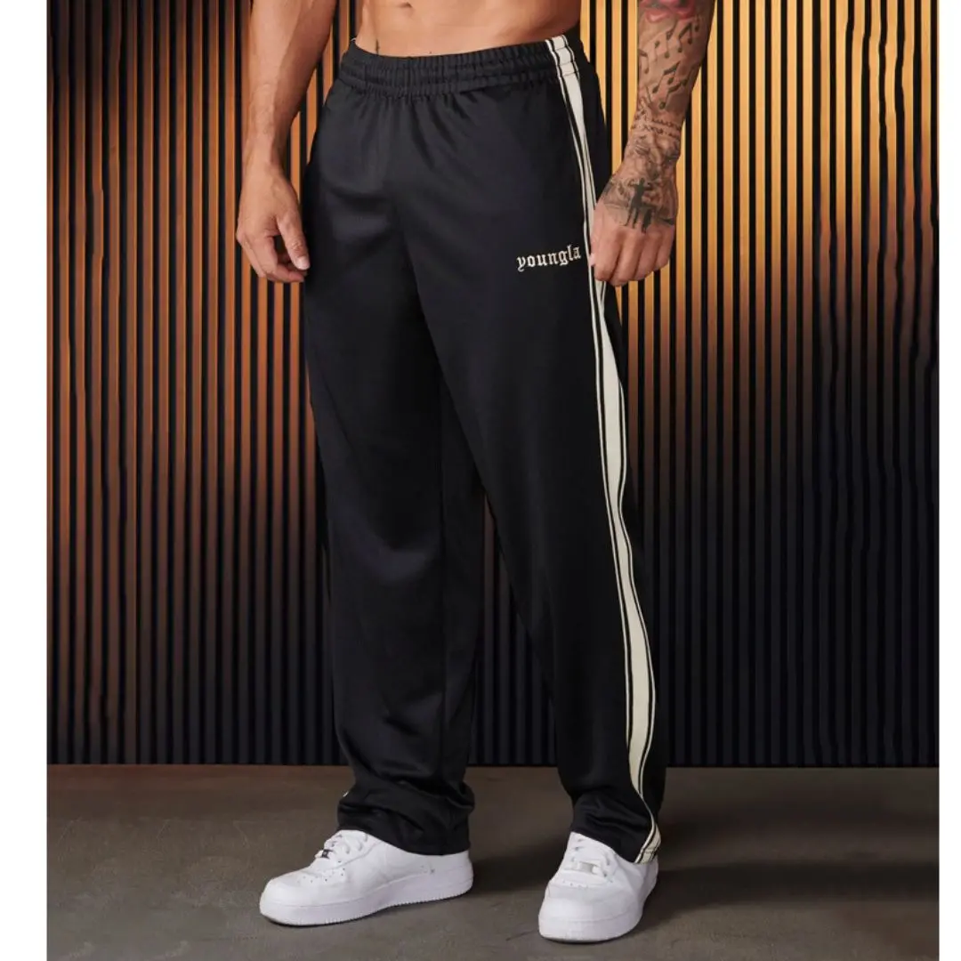 

Men's Sweatpants Autumn Winter New Gym Sports Fitnes embroidery webbing Mid Waist Straight Leg Pants Fashionable Casual Pants ﻿