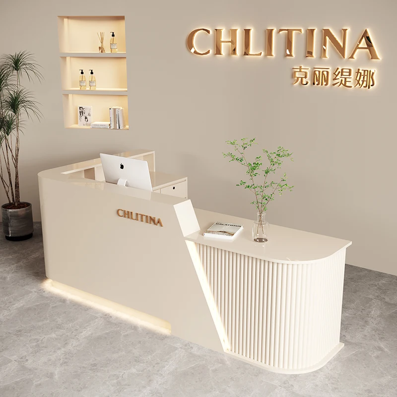 

White Bkack Reception Desks Clinic Beauty Small Solid Weight Reception Desk Luxury Business Bancone Per Negozio Office Furniture