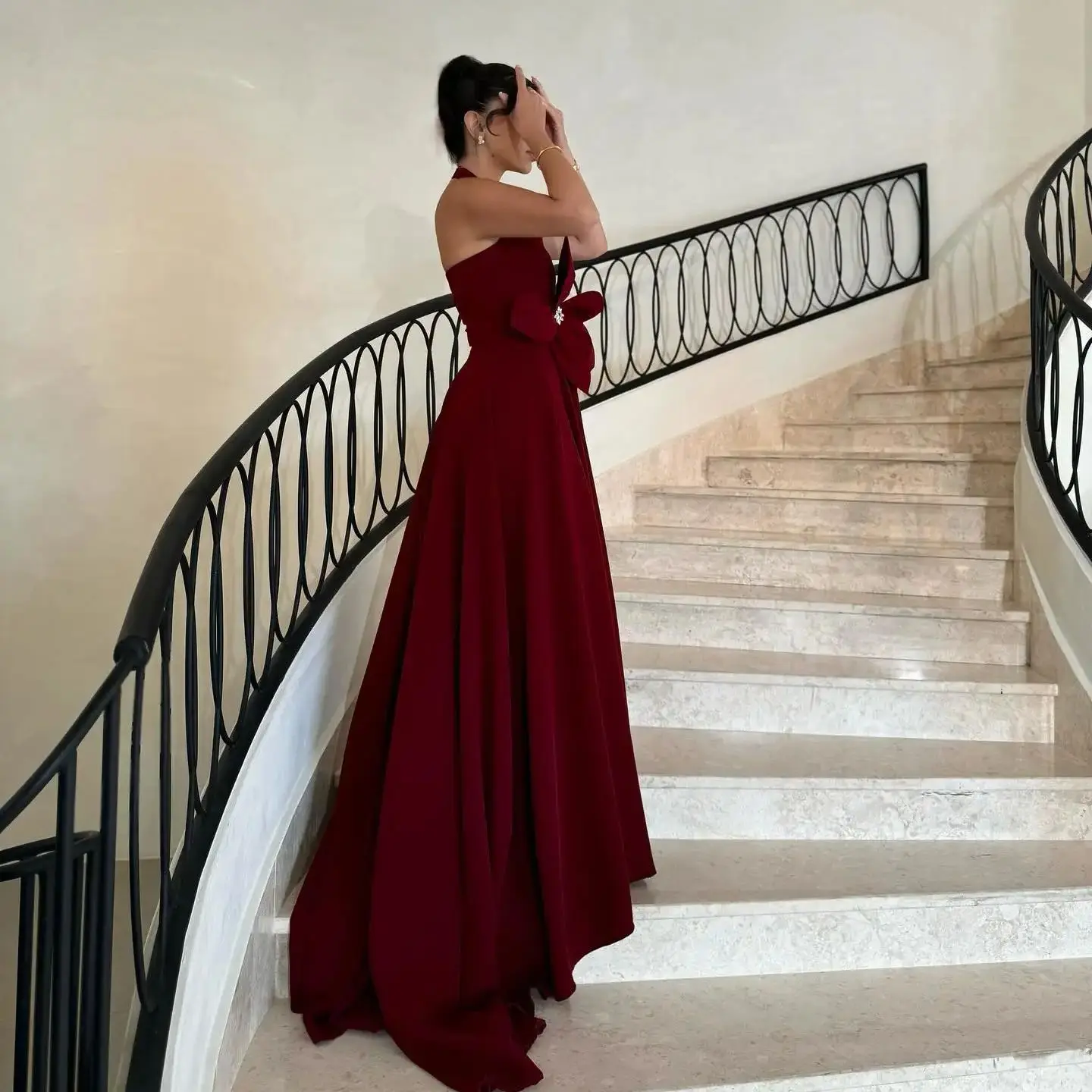 AsaNagi Saudi Elegant Red Prom Gown Women 3D Flowers Party Evening Dress Floor Length Formal Occasion Dresses 2025 customized