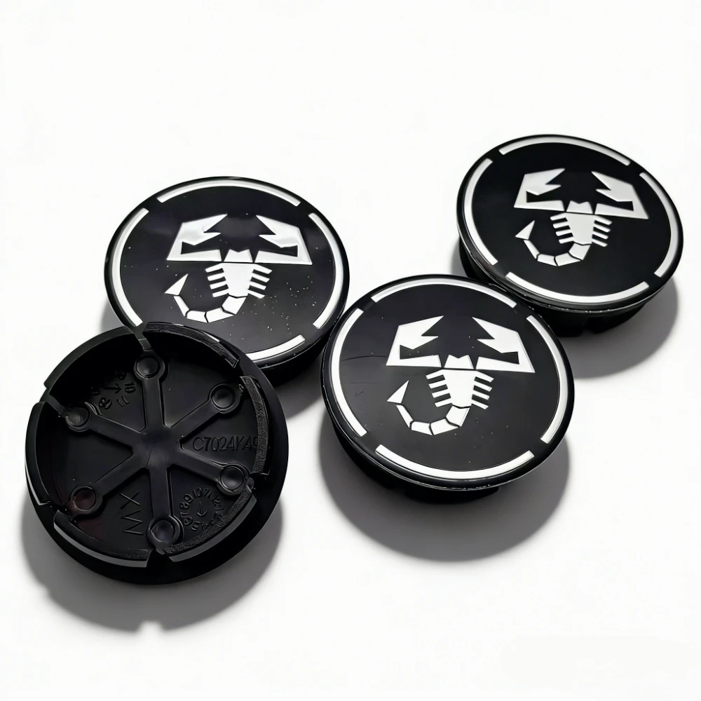 4pcs Scorpion Logo Emblem Badge Car Wheel Center Caps 48MM Clips 42MM Wheels Hub Cap Rim Hubcaps Dust Cover Replace Accessories