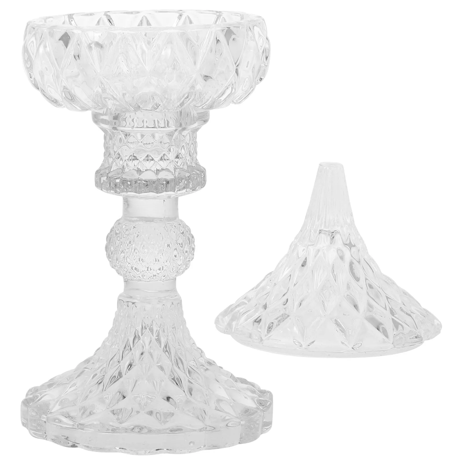 

Clear Glass Storage Jar with Lid Embossed Pattern Jewelry Box Dried Fruit Dish Tasting Platter Kitchen Home Supplies Candy