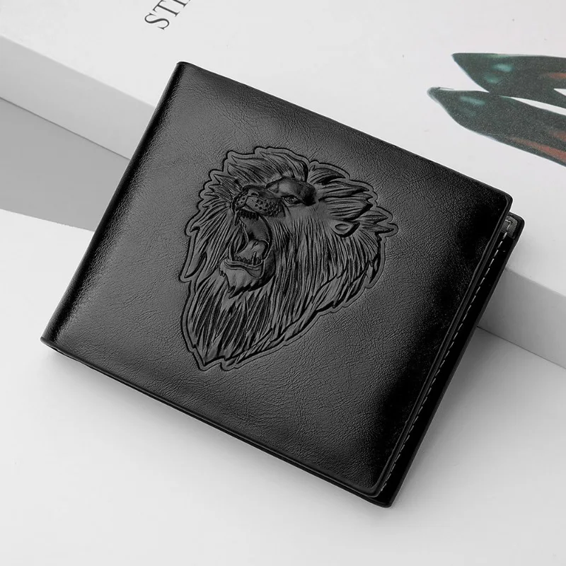 New Style  Men's Personalized Three-Fold Wallet 2024 Fashion Multi-Card Credit Card Holder Zipper Coin Short Black Wallet Men