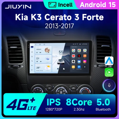 Android15 Carplay Auto para KIA K3 CERATO FORTE 3 YD sintonizador 2013 2014 2015 2016 2017 reproductor de vídeo Multimedia Radio de coche WIFI + 4G DSP