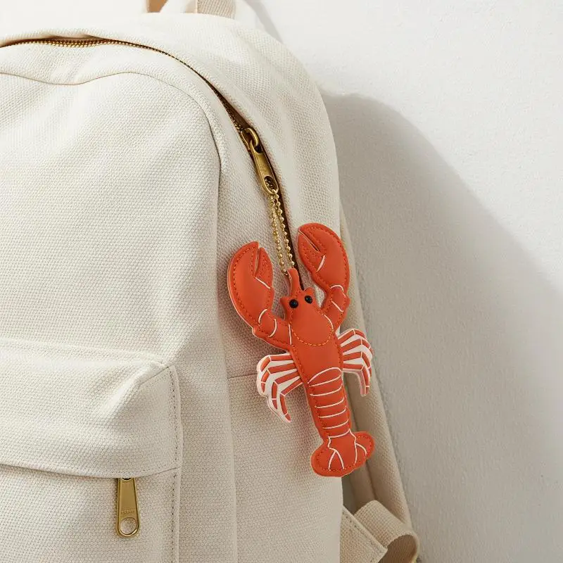 1Pc PU Leather Summer Beach Style Keychain Bag Charm Set Cute Lobster Car Bag Room Accessories Hanger
