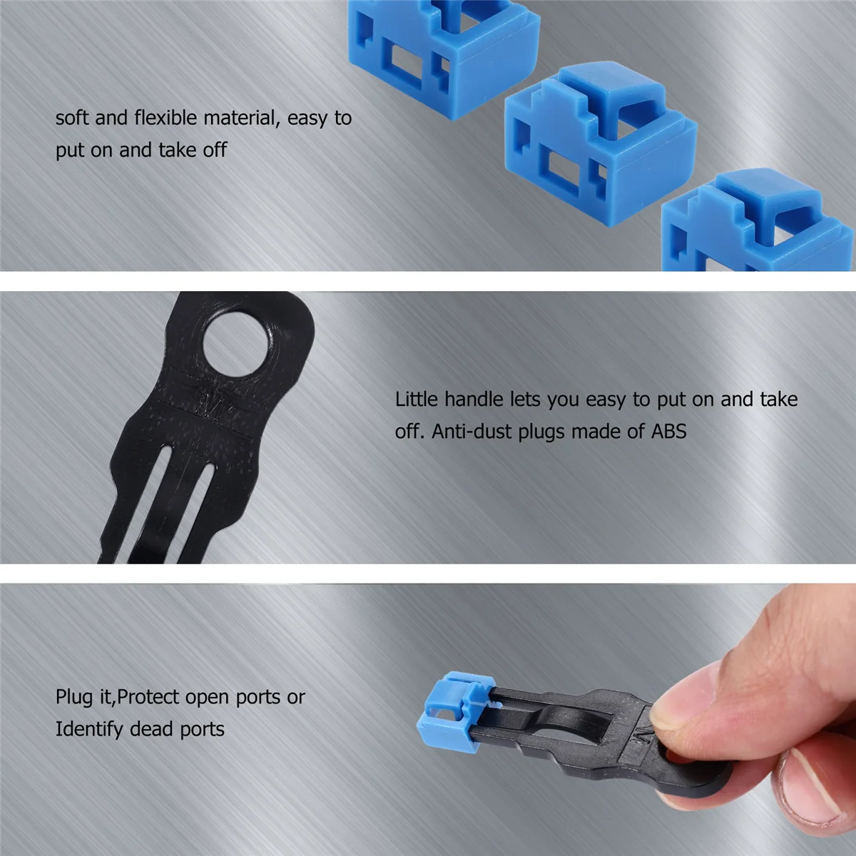 Anti Dust Cover para Ethernet LAN, Plug Cap, Blockout Protector, Proprietário Bloqueio e Chave, Blue Porta RJ45, 100PCs