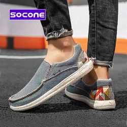 men's shoes, one-step stretch loafers, casual canvas socks loafers, lightweight jungle boat shoes large size walking shoes